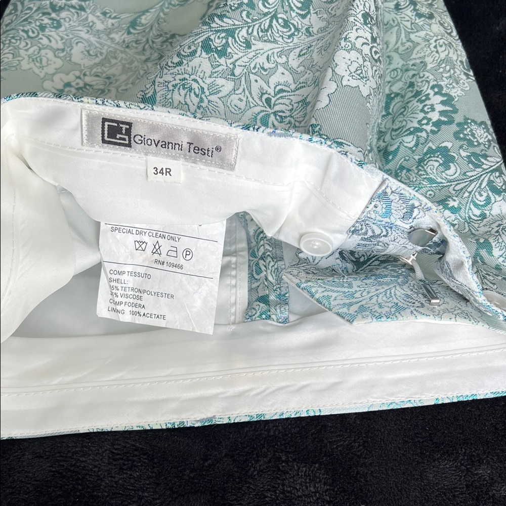 NWOT. Light Blue Brocade Shawl Collar Blazer and Trouser Set with bow tie.Men - Picture 5 of 16